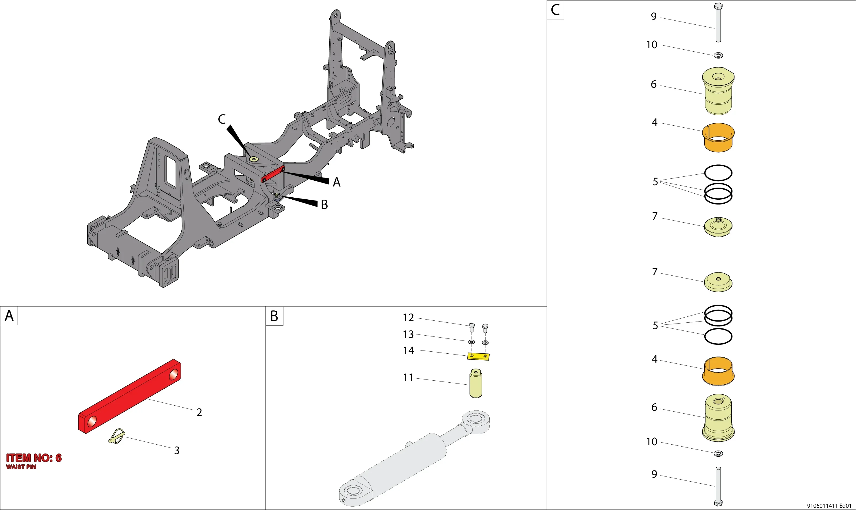 9106 0114 12 WAIST PIN - Technical Drawing