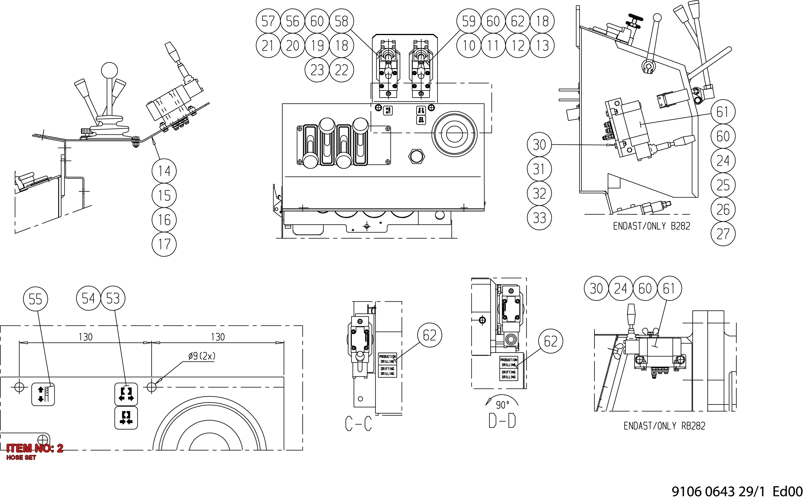 9106 0643 00 HOSE SET - Technical Drawing