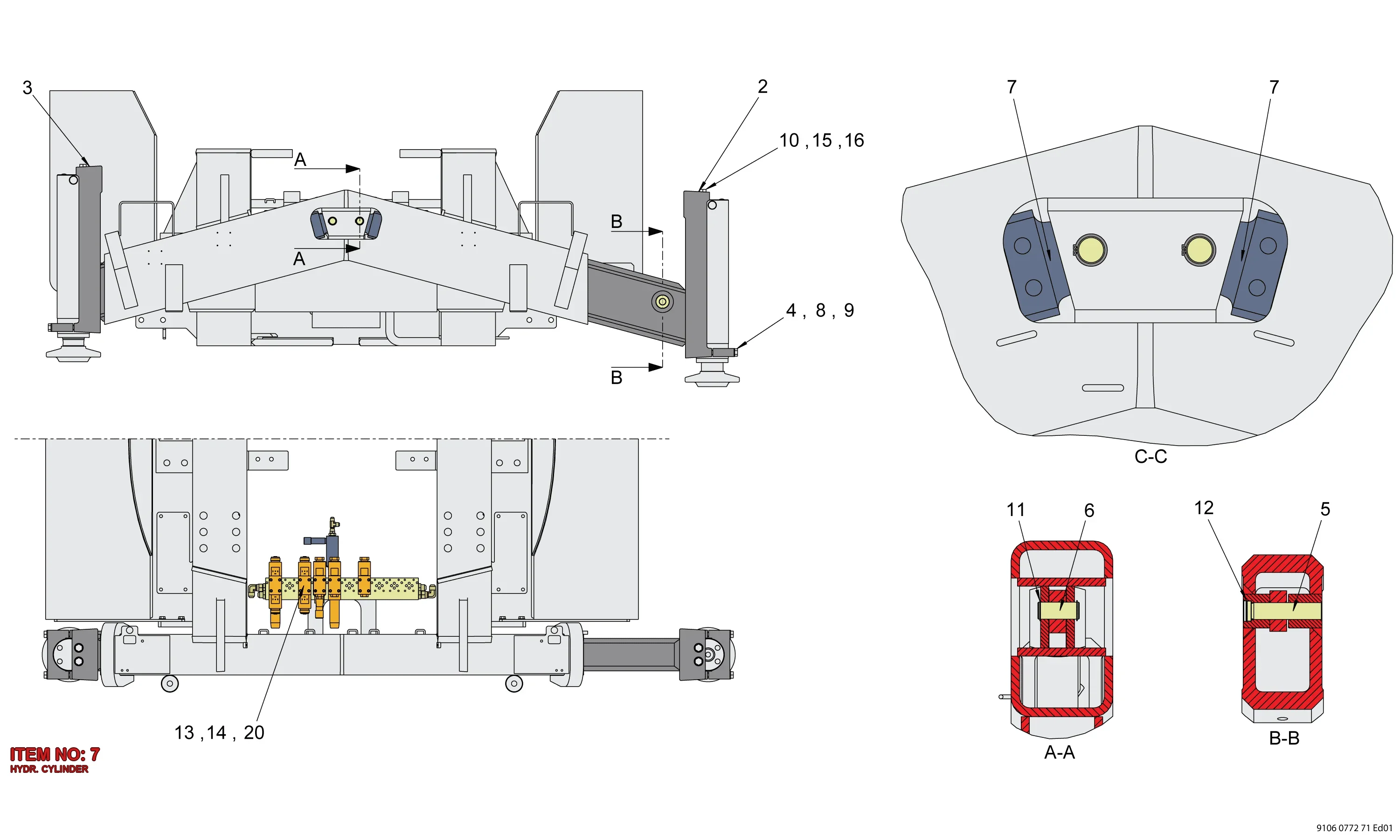 9106 0772 28 HYDR. CYLINDER - Technical Drawing