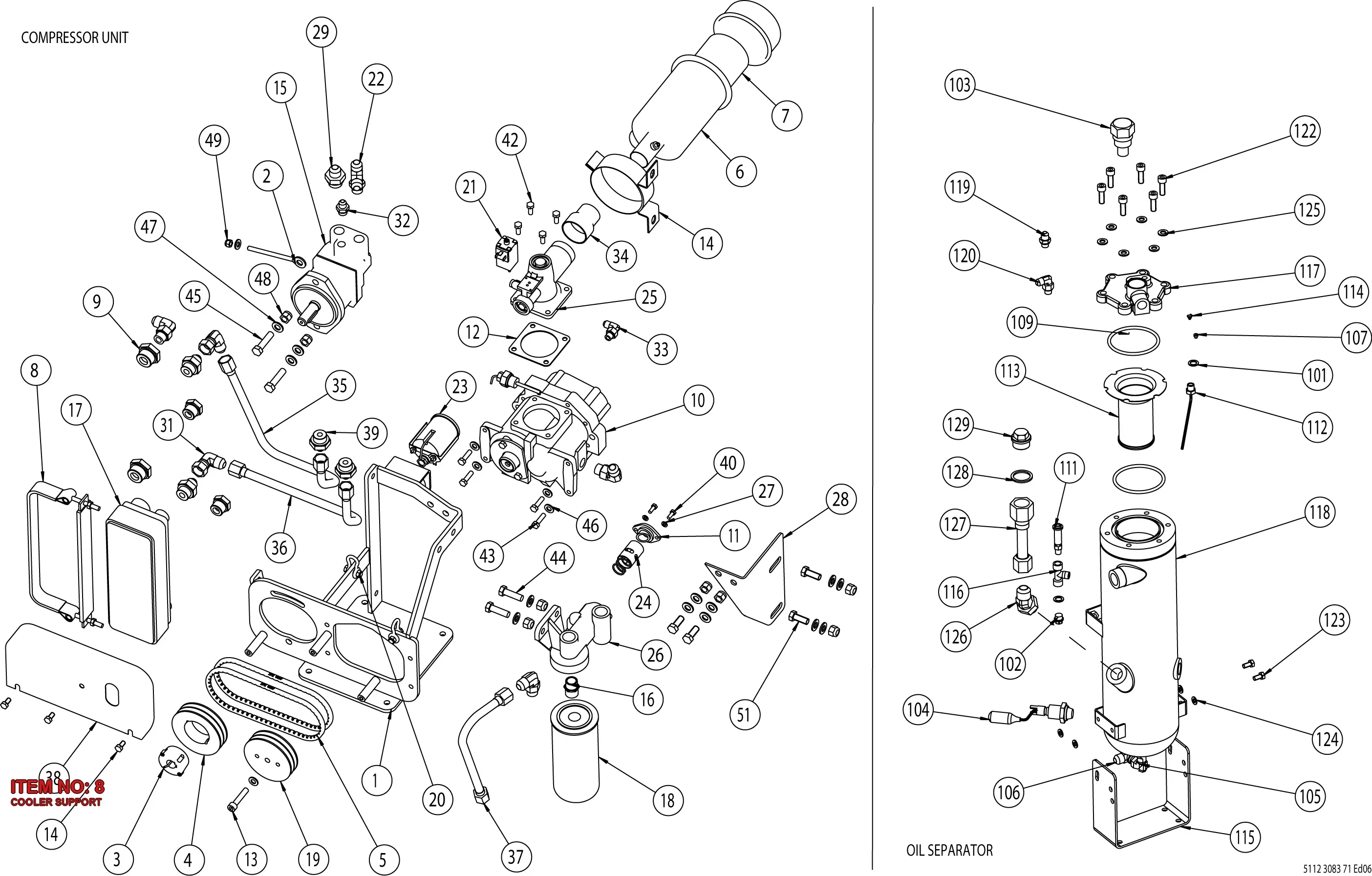 9106 0774 25 COOLER SUPPORT - Technical Drawing