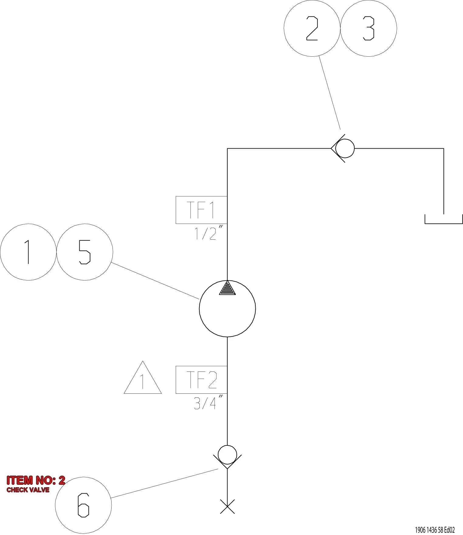 9106 0833 01 CHECK VALVE - Technical Drawing