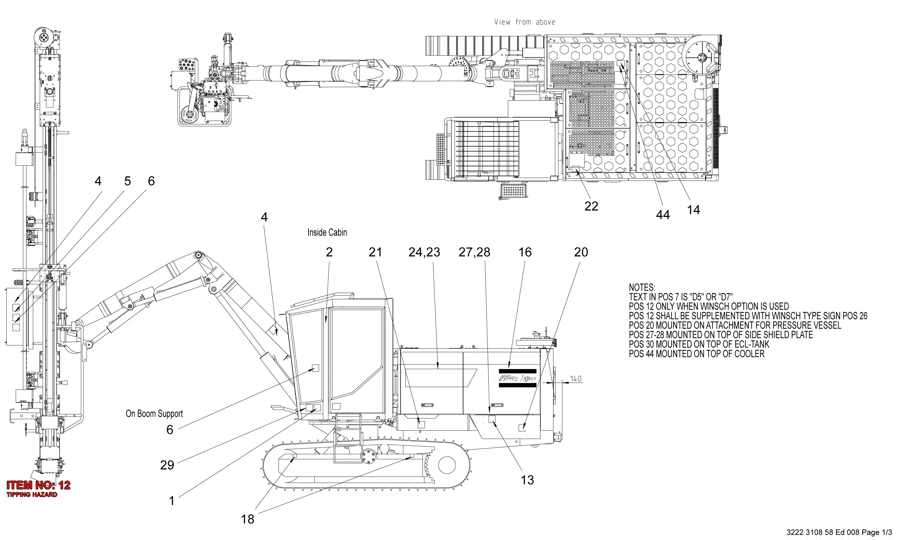 9106 1073 33 TIPPING HAZARD - Technical Drawing