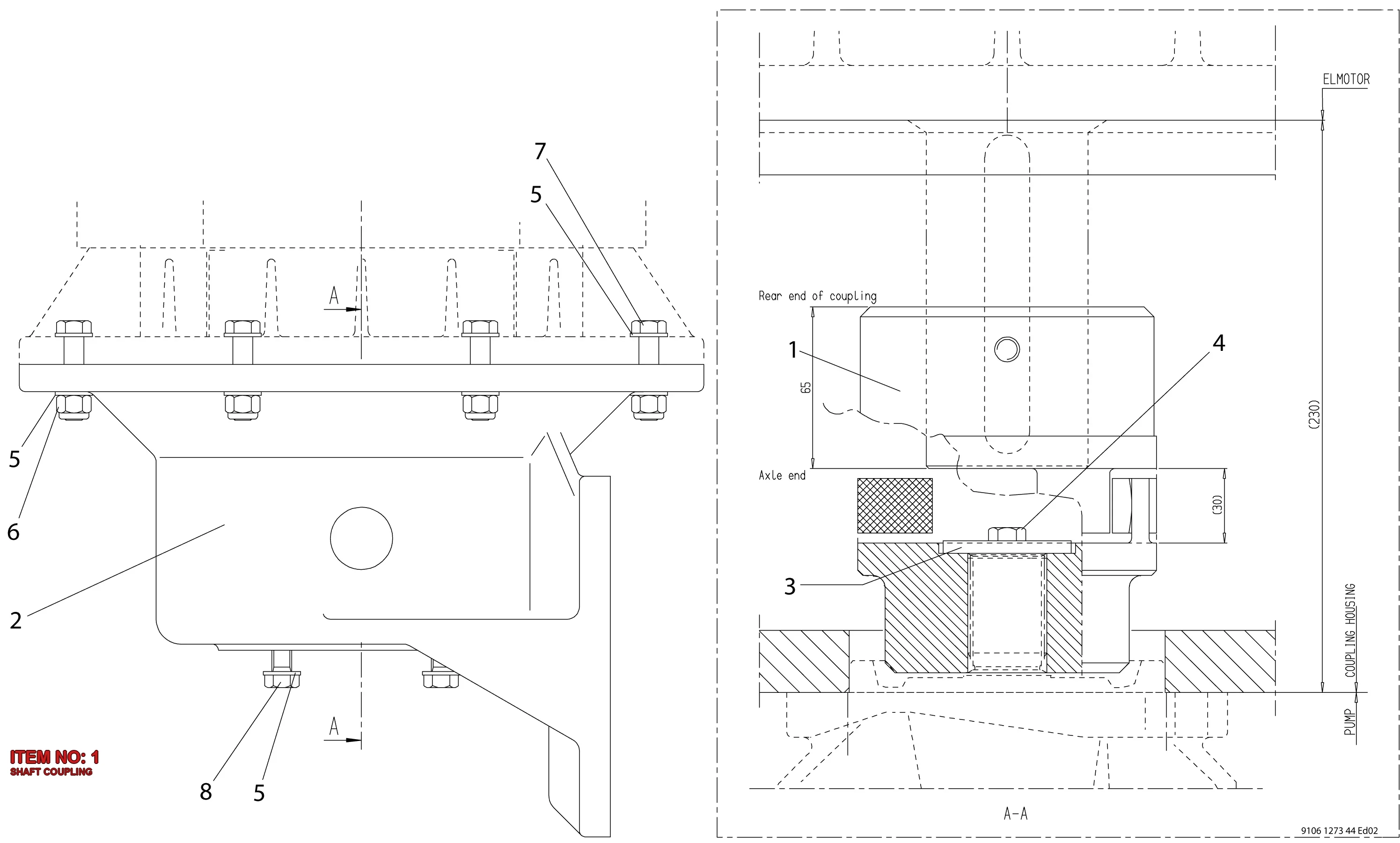 9106 1273 19 SHAFT COUPLING - Technical Drawing