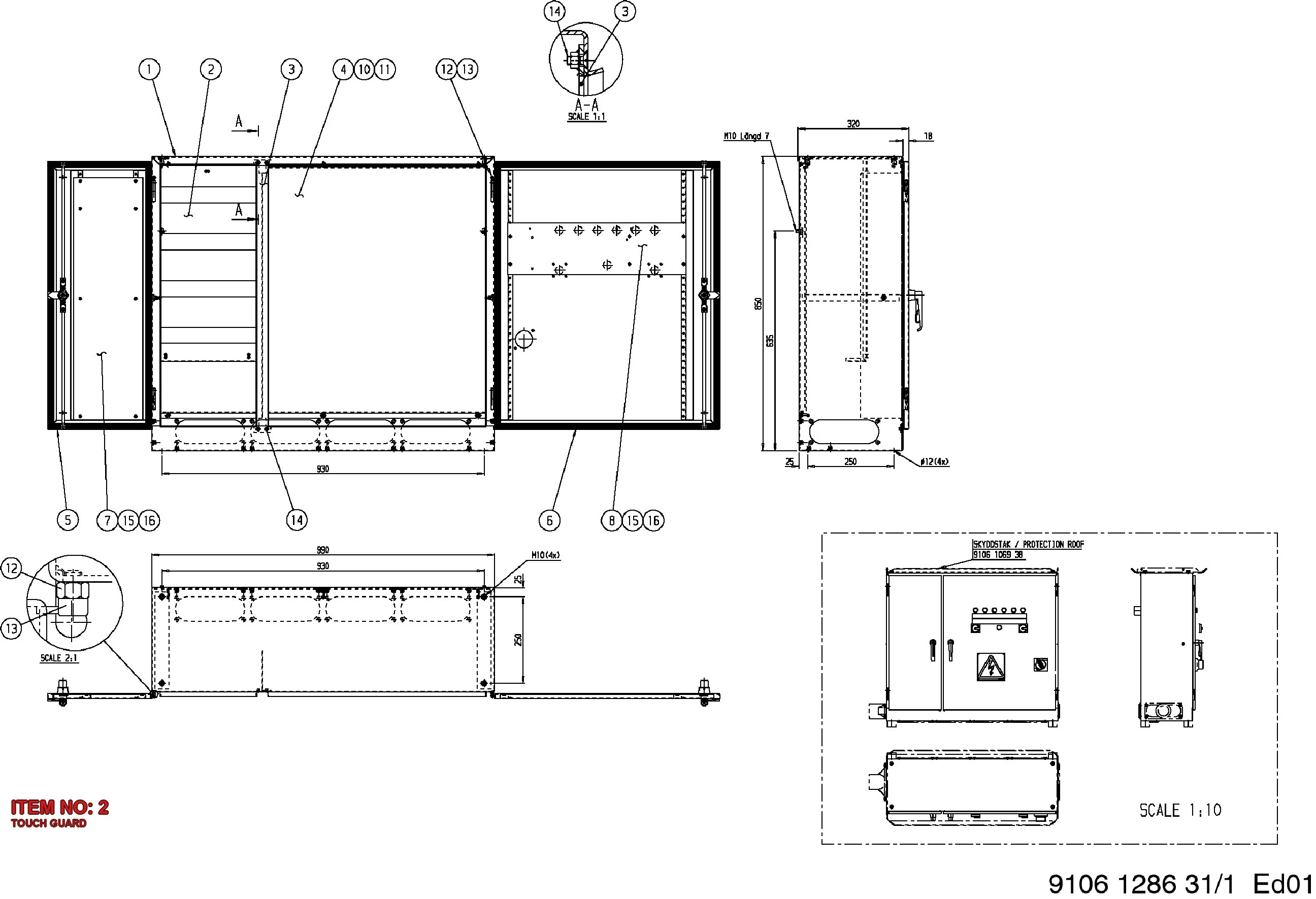 9106 1286 44 TOUCH GUARD - Technical Drawing
