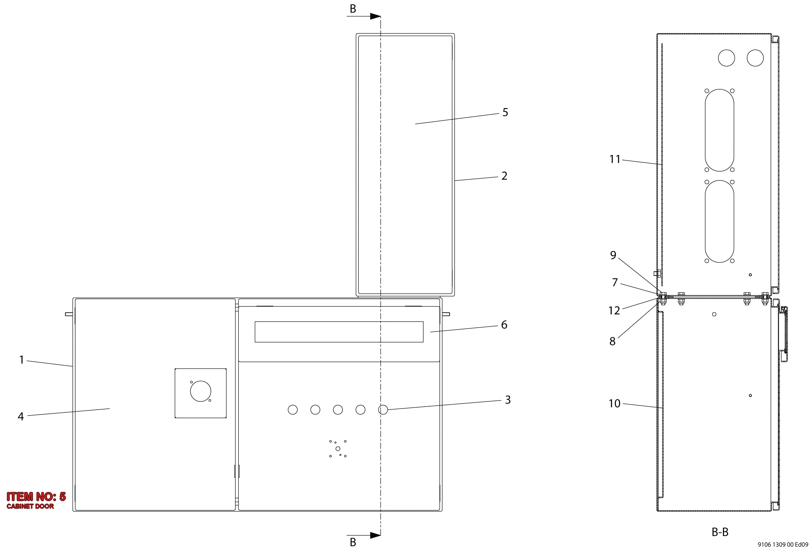 9106 1309 05 CABINET DOOR - Technical Drawing