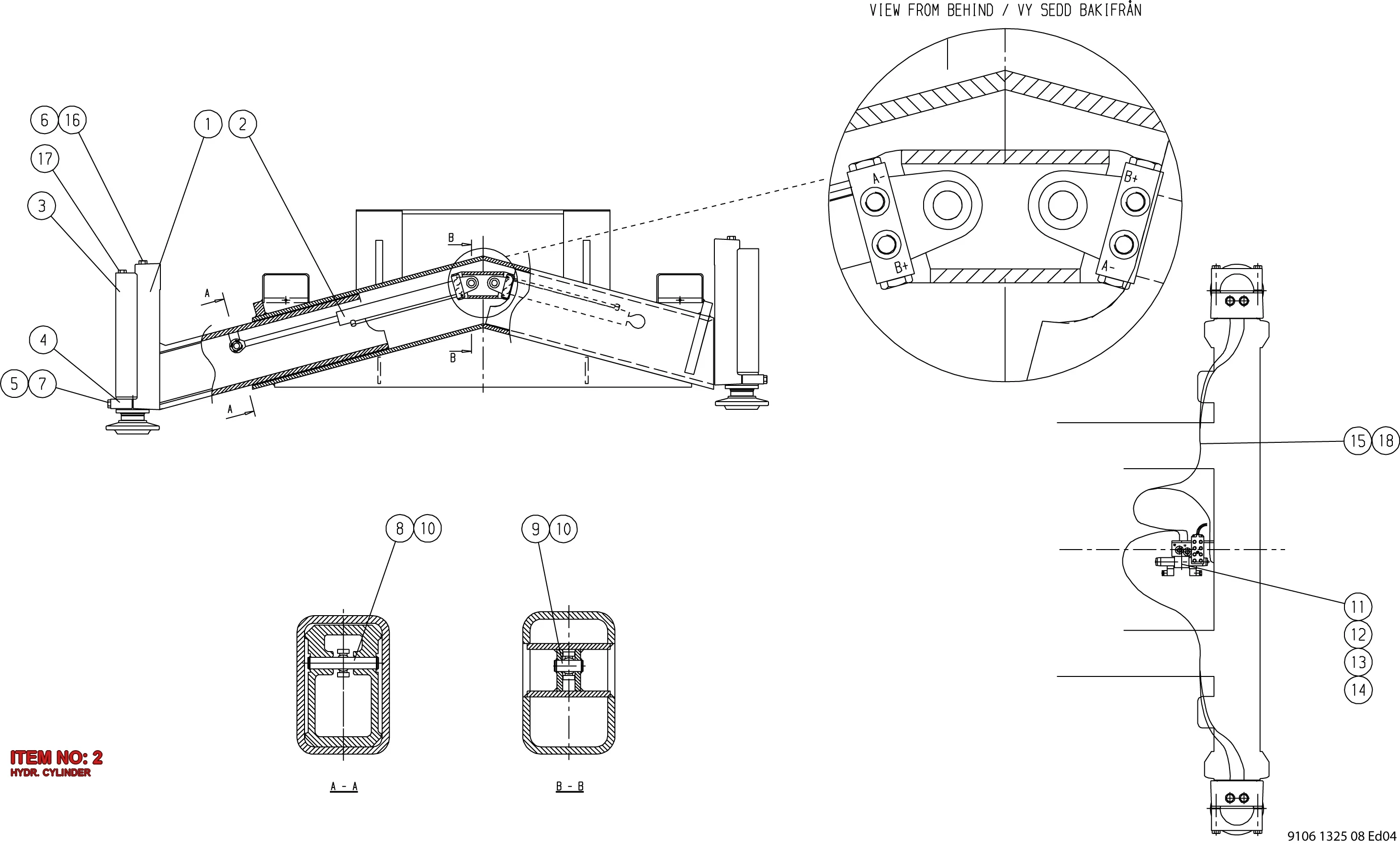 9106 1325 02 HYDR. CYLINDER - Technical Drawing