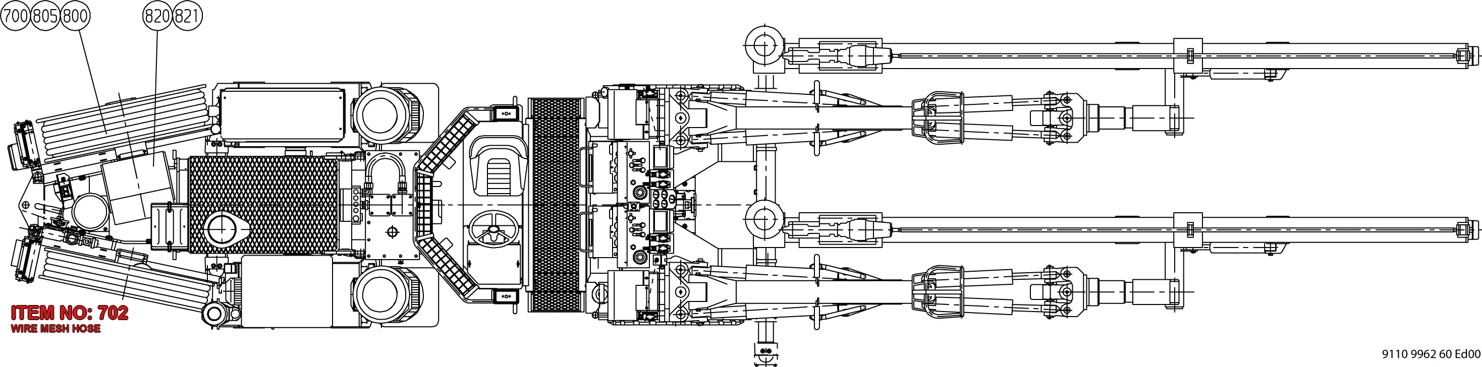 9106 1371 95 WIRE MESH HOSE - Technical Drawing