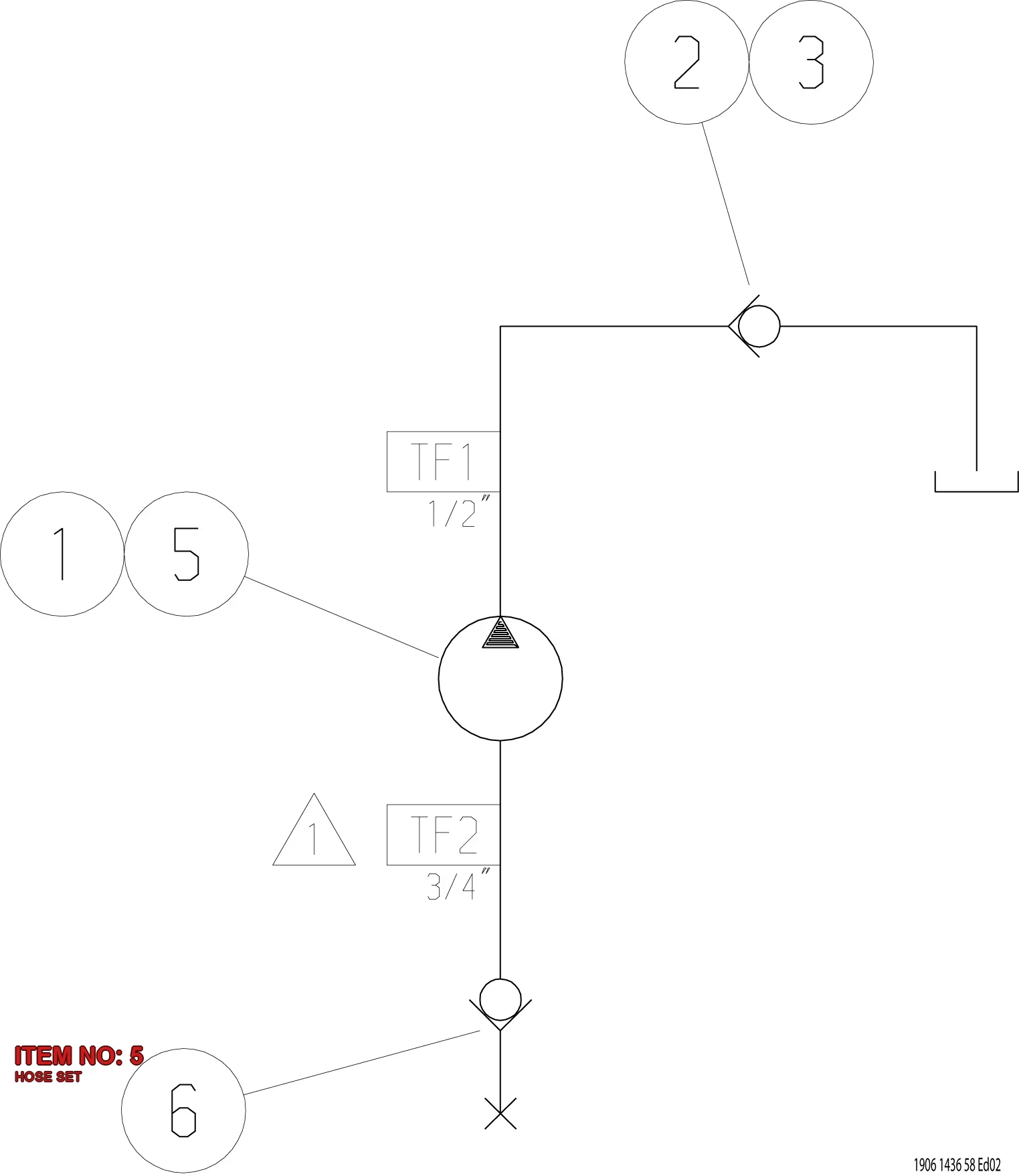 9106 1434 46 HOSE SET - Technical Drawing