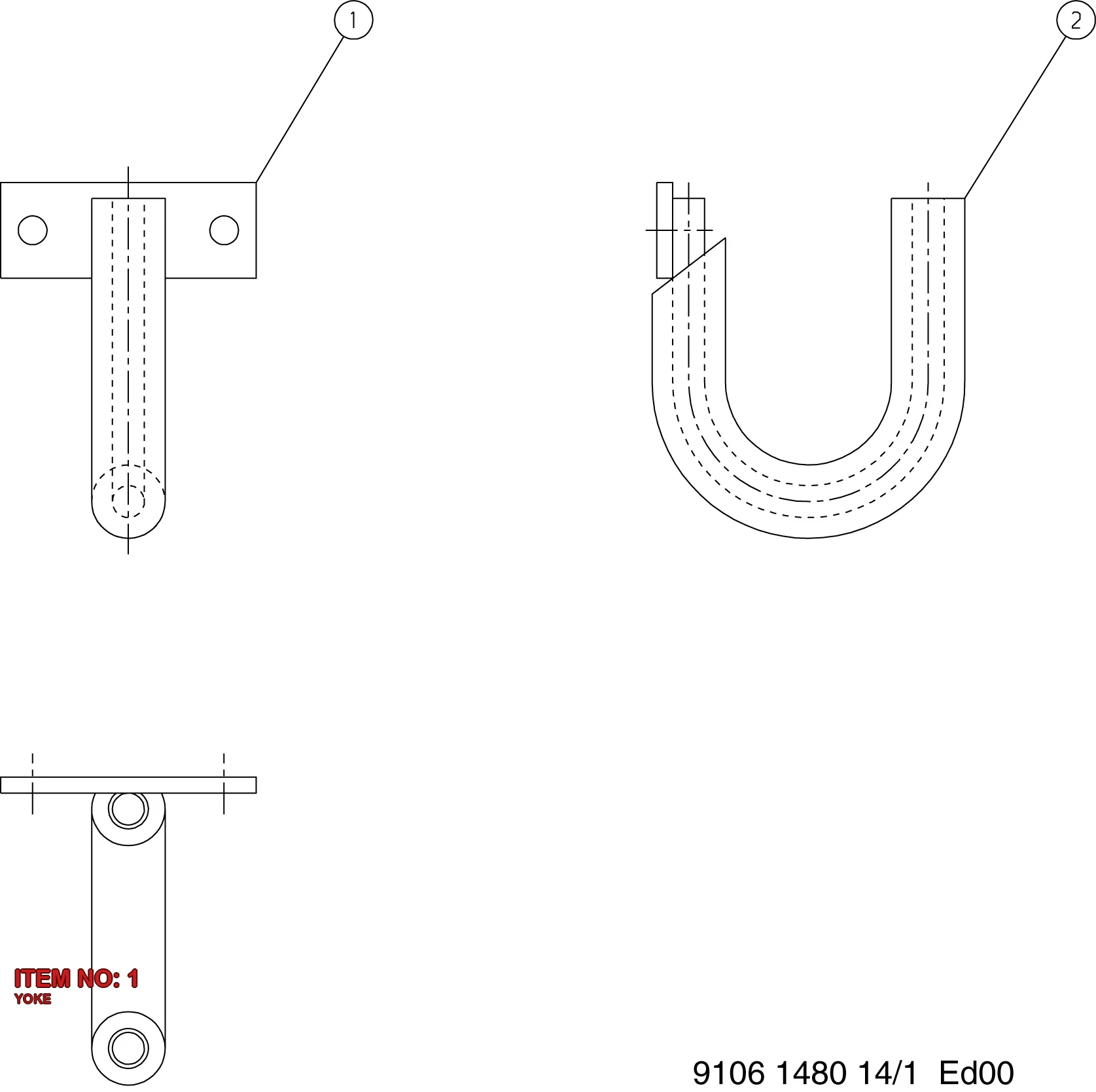 9106 1480 15 YOKE - Technical Drawing