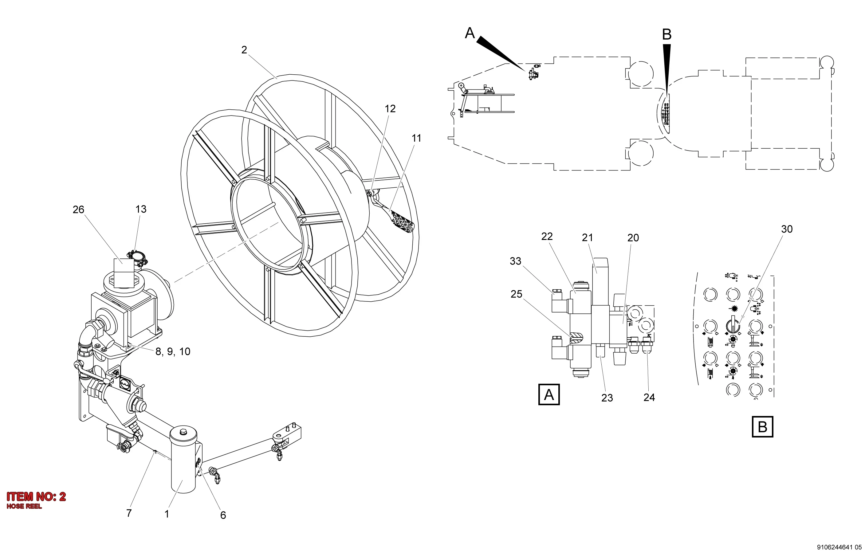 9106 1540 90 HOSE REEL - Technical Drawing