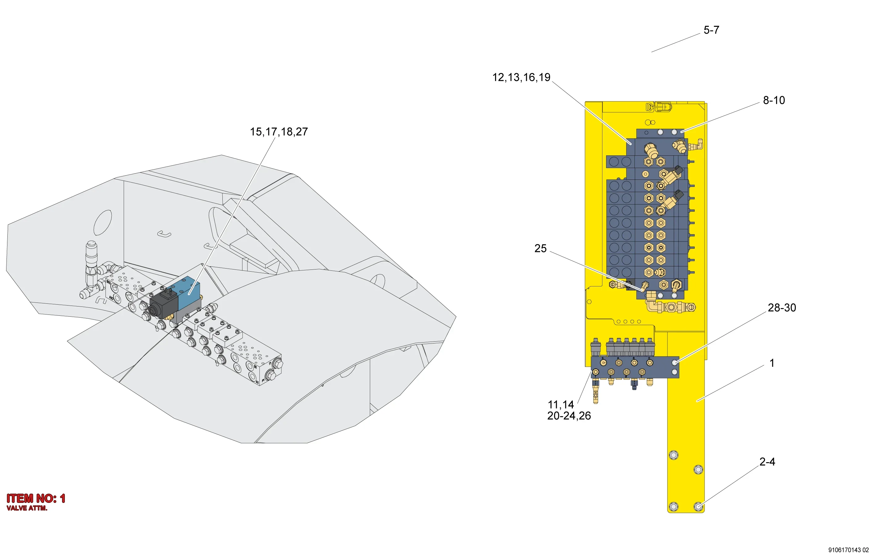 9106 1701 49 VALVE ATTM. - Technical Drawing
