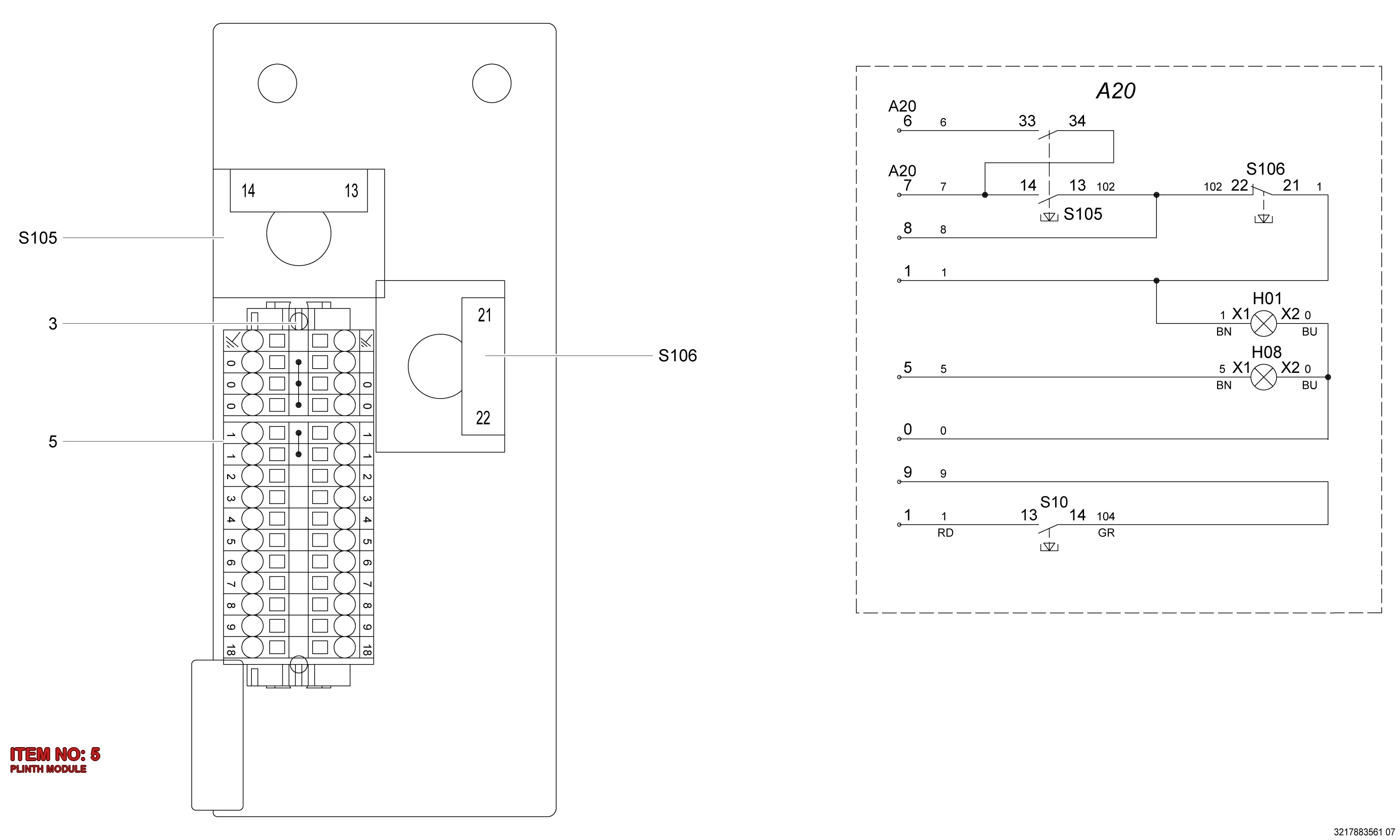 9106 1848 00 PLINTH MODULE - Technical Drawing