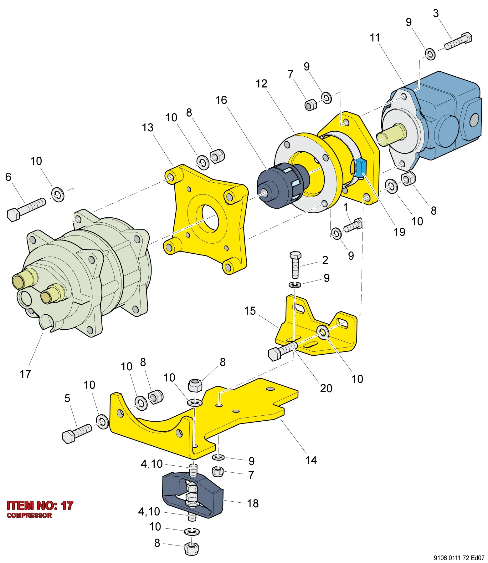 9106 1887 08 COMPRESSOR - Technical Drawing