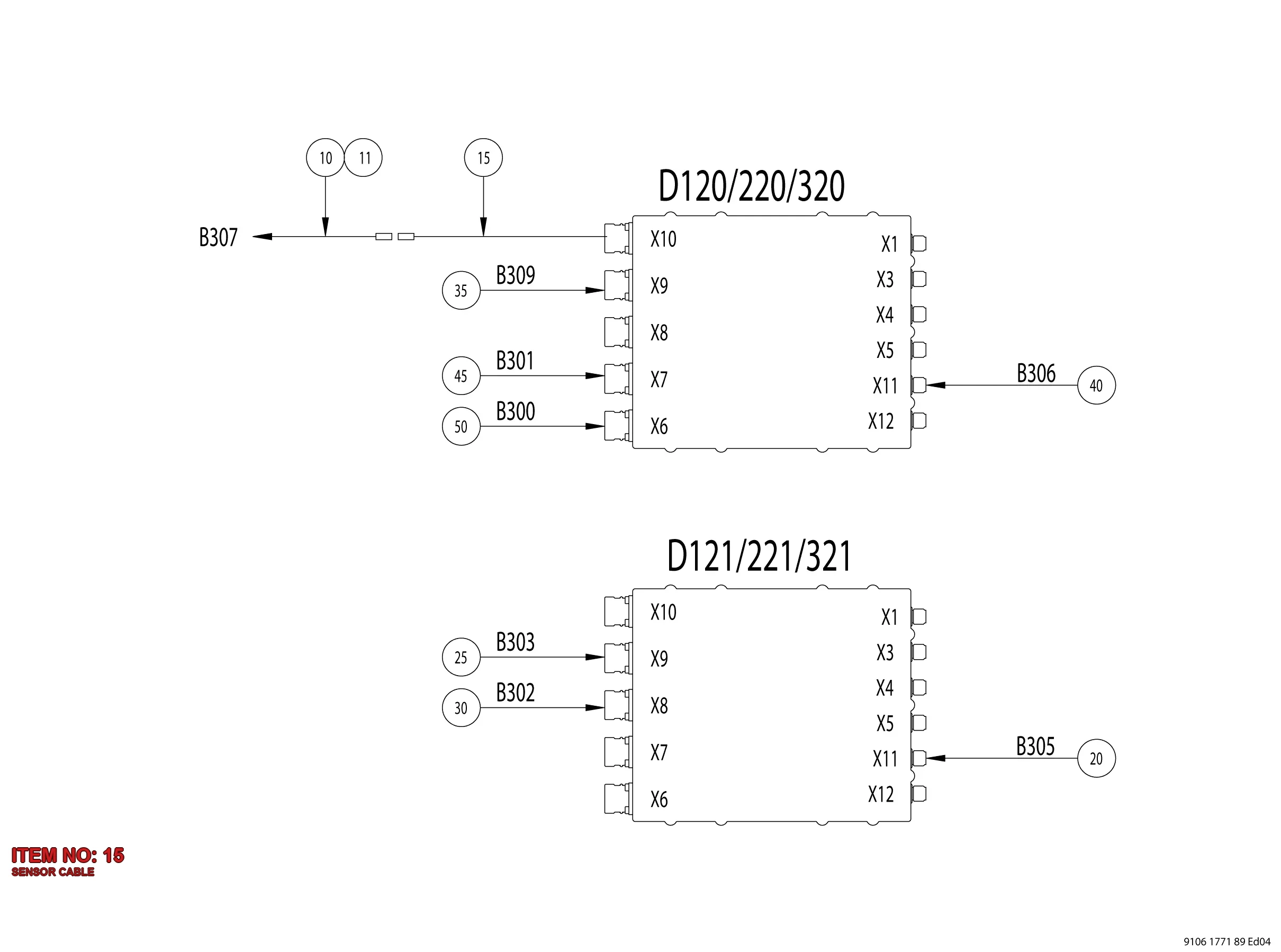 9106 1898 72 SENSOR CABLE - Technical Drawing