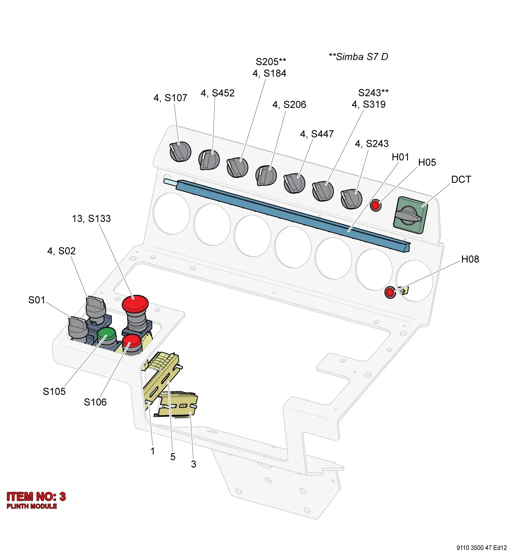 9106 1910 39 PLINTH MODULE - Technical Drawing