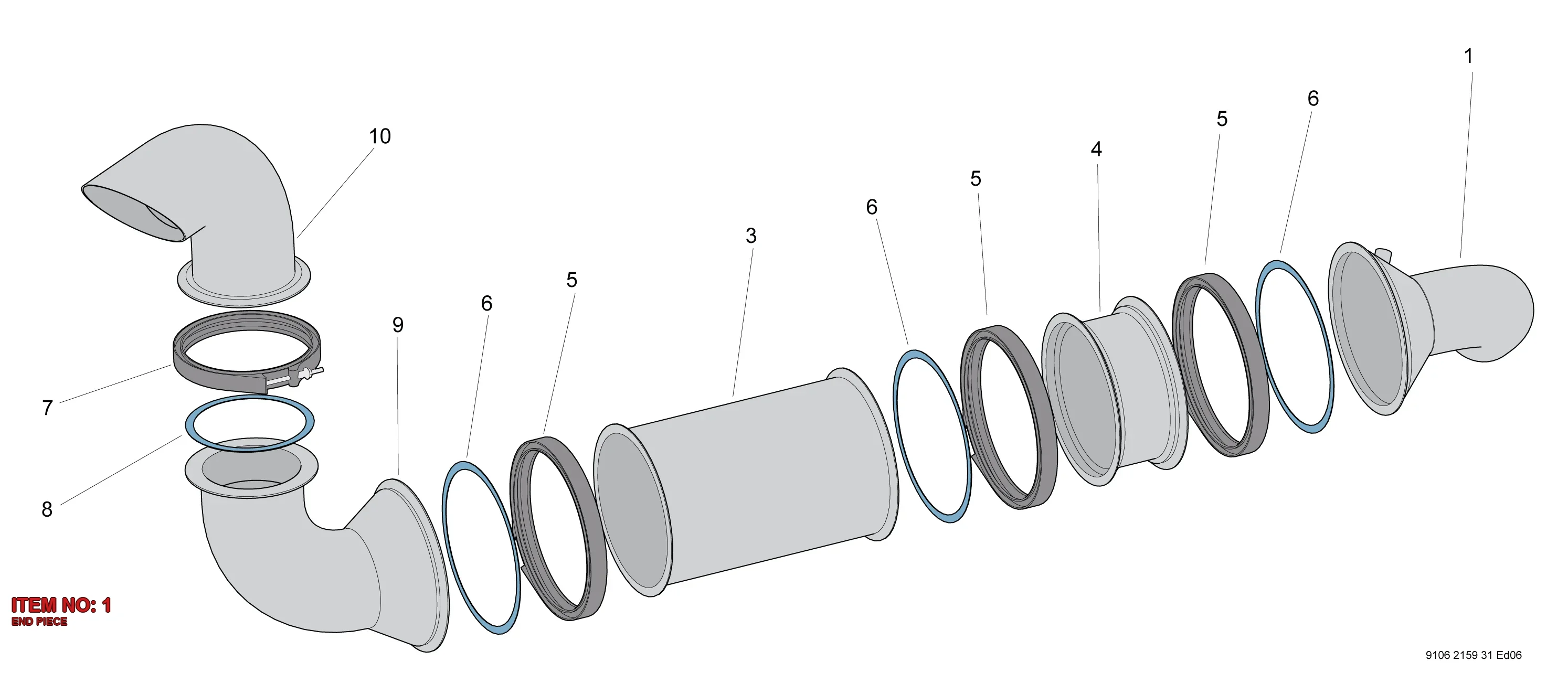 9106 2159 33 END PIECE - Technical Drawing