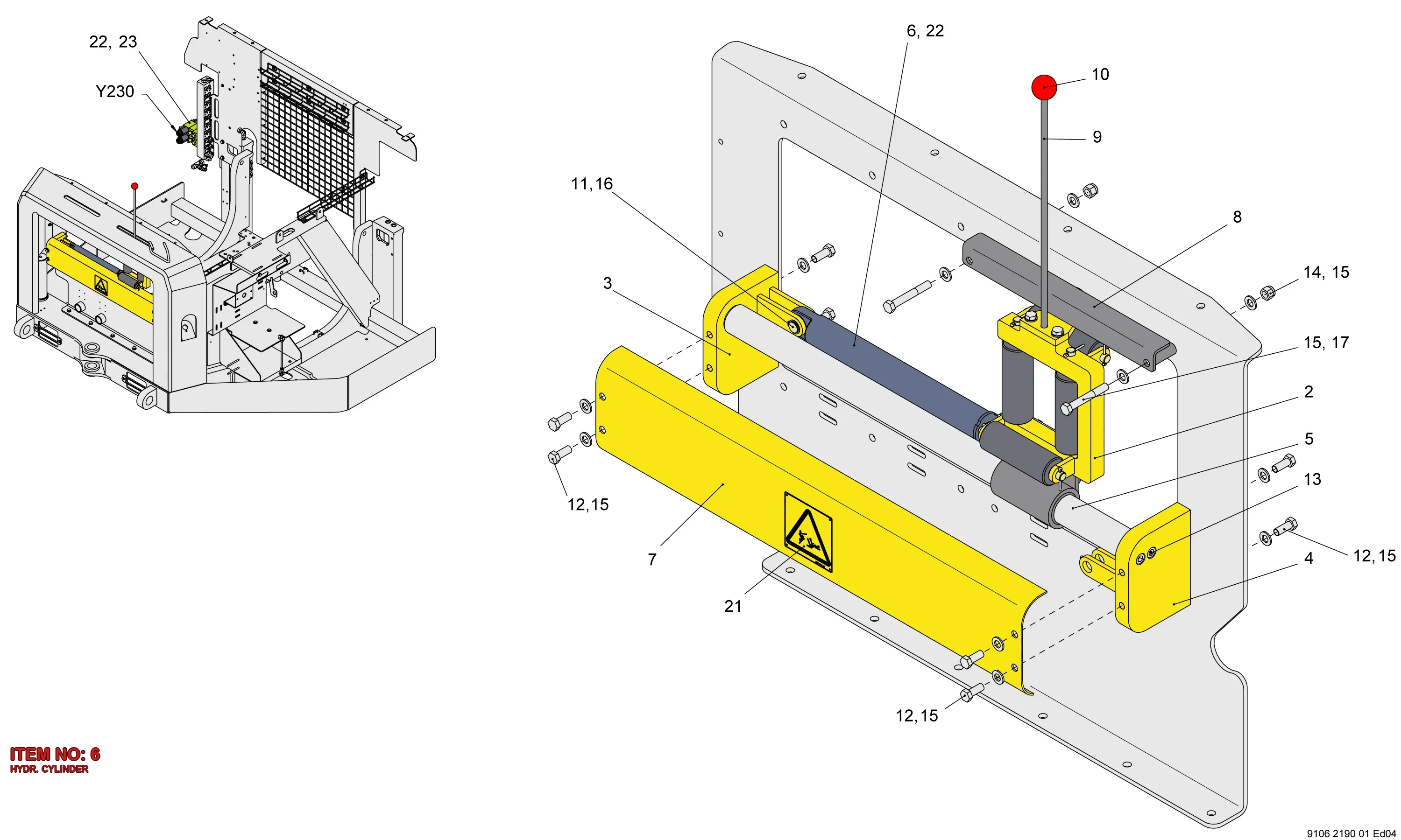 9106 2190 22 HYDR. CYLINDER - Technical Drawing