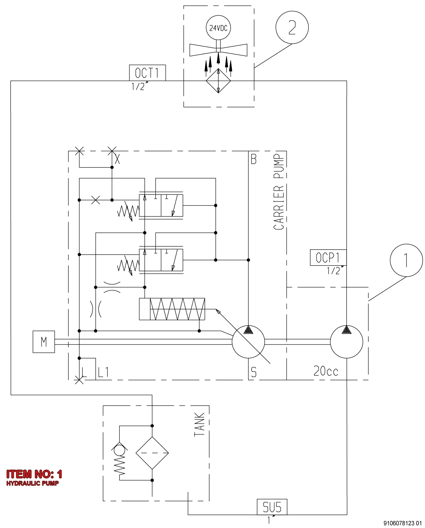 9106 2462 23 HYDRAULIC PUMP - Technical Drawing