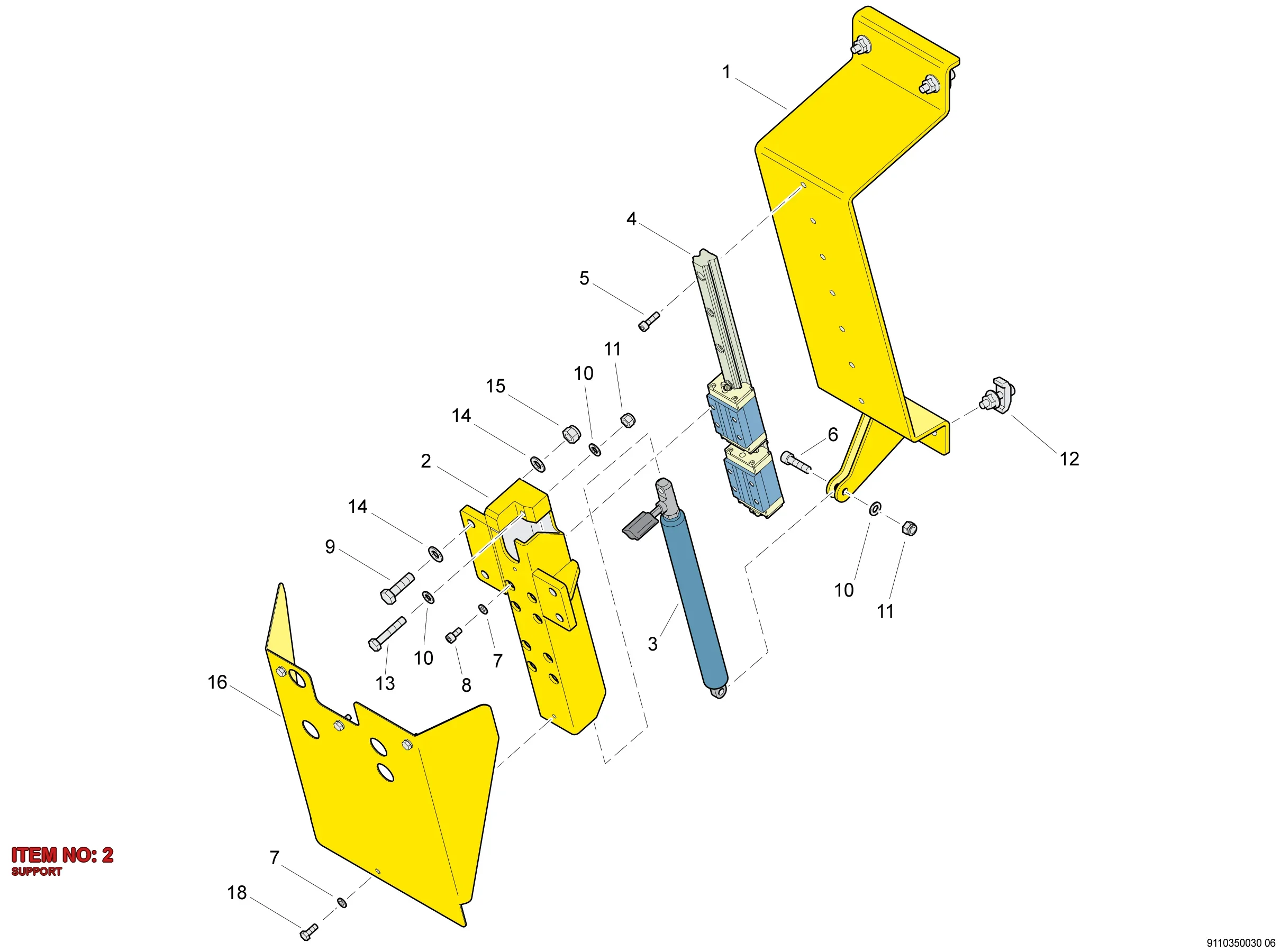9110 3500 34 SUPPORT - Technical Drawing