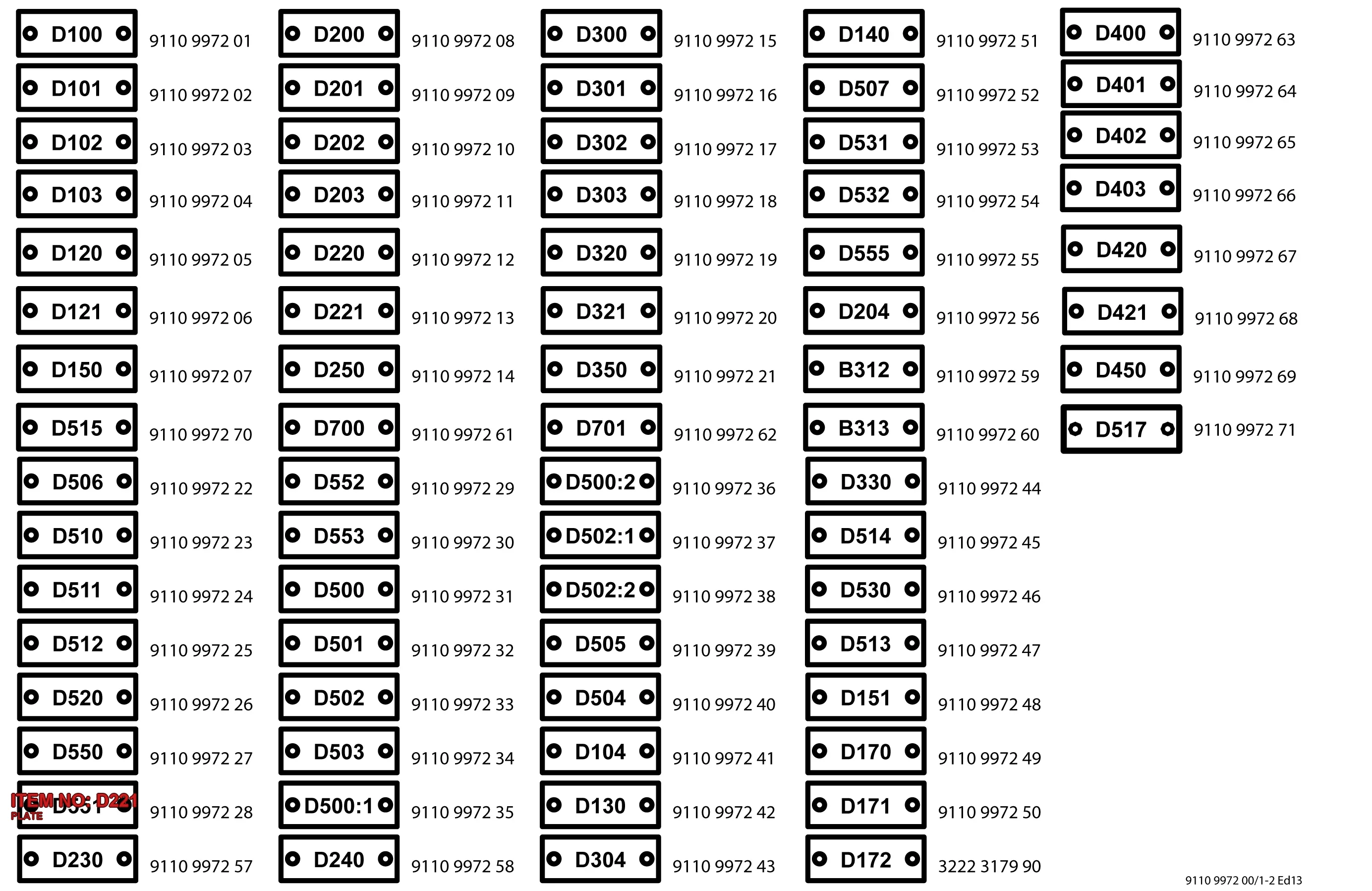 9110 9972 13 PLATE - Technical Drawing
