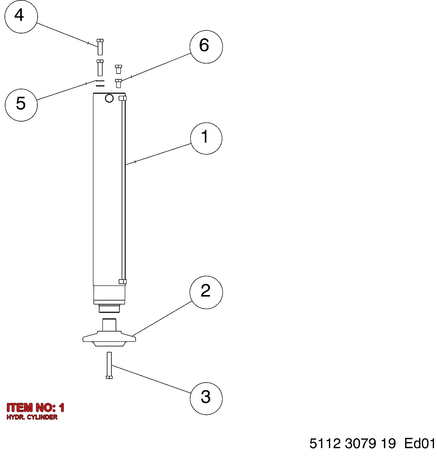 9121 5913 02 HYDR. CYLINDER - Technical Drawing