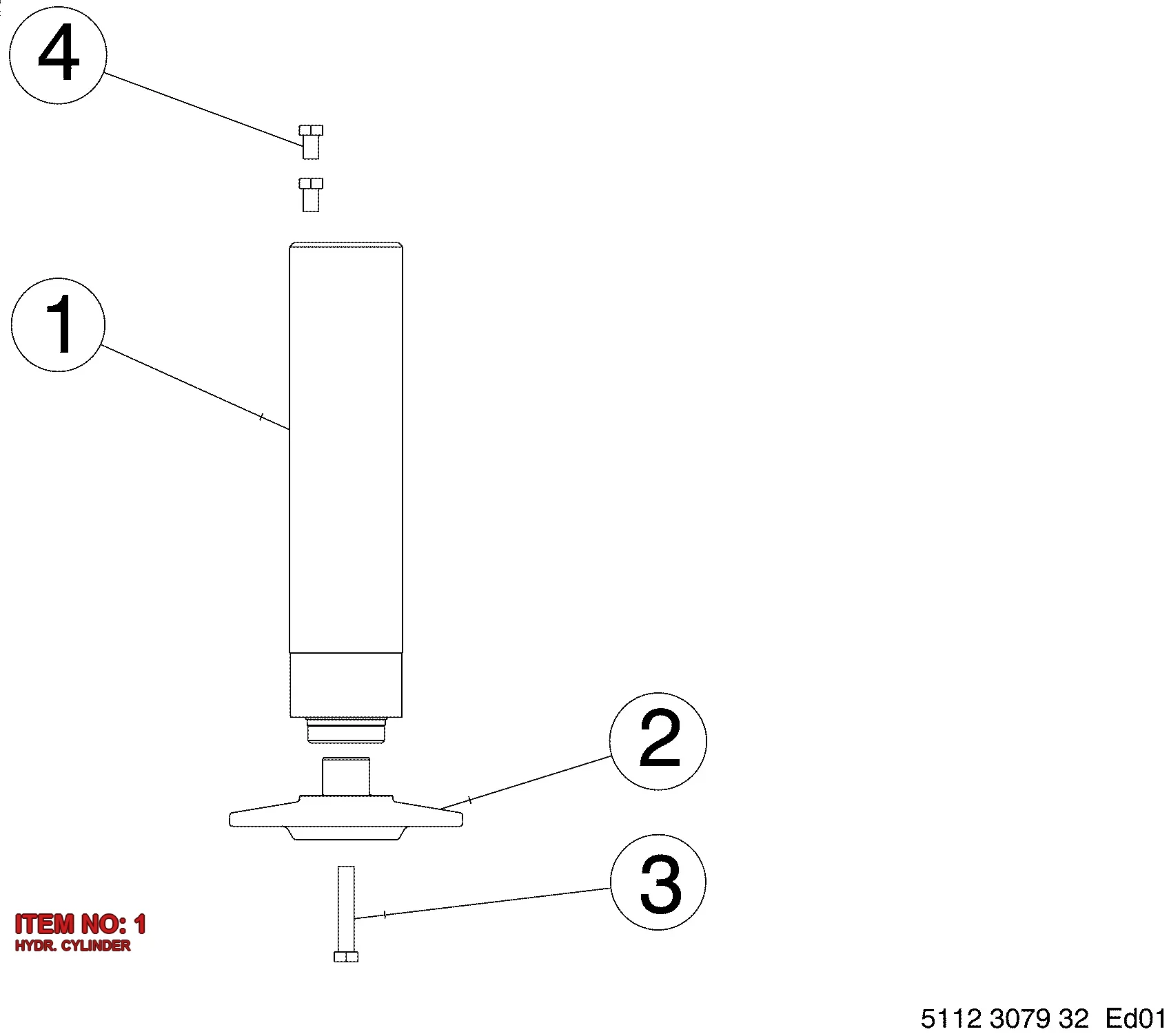 9121 5987 01 HYDR. CYLINDER - Technical Drawing