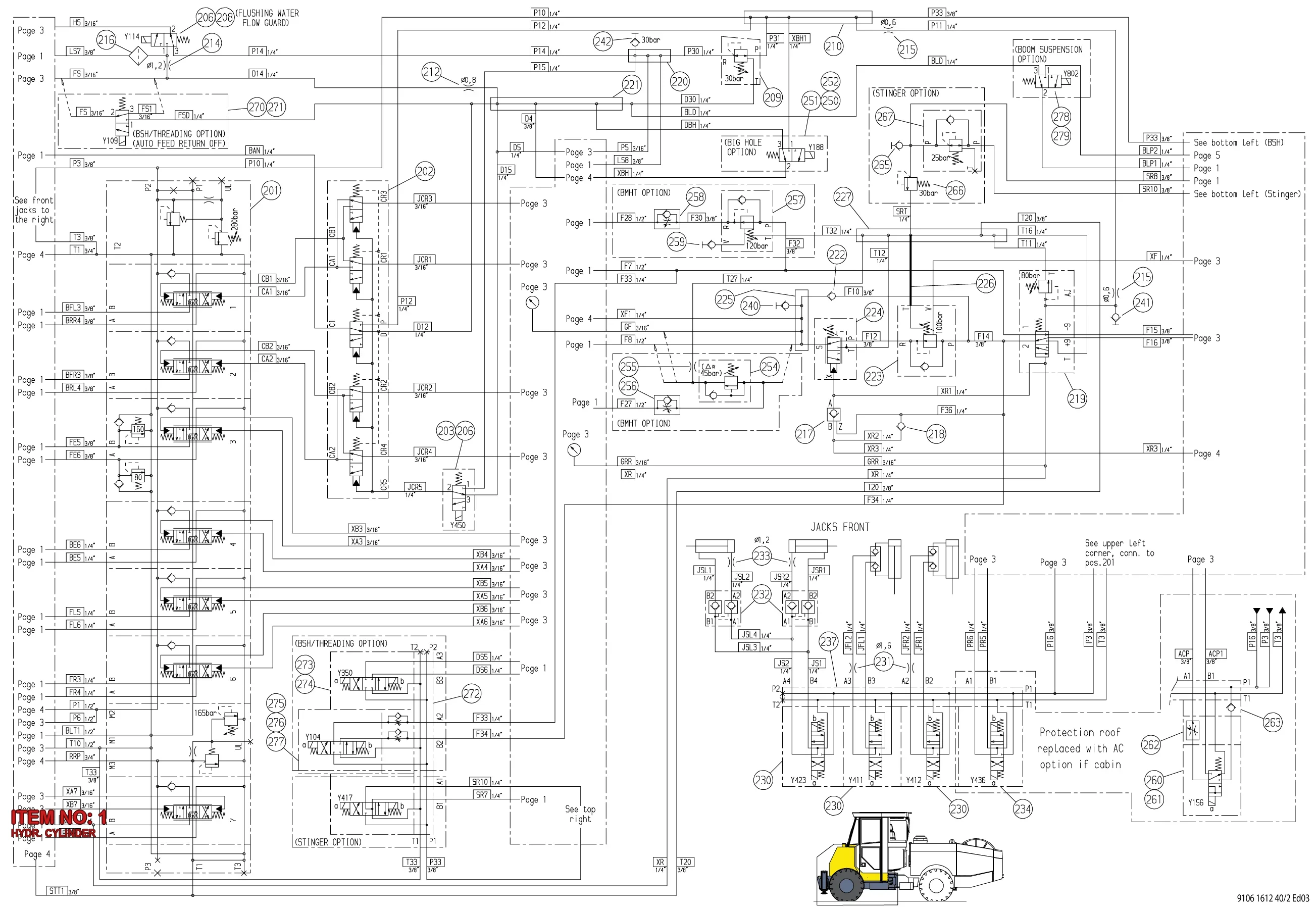 9121 7032 02 HYDR. CYLINDER - Technical Drawing