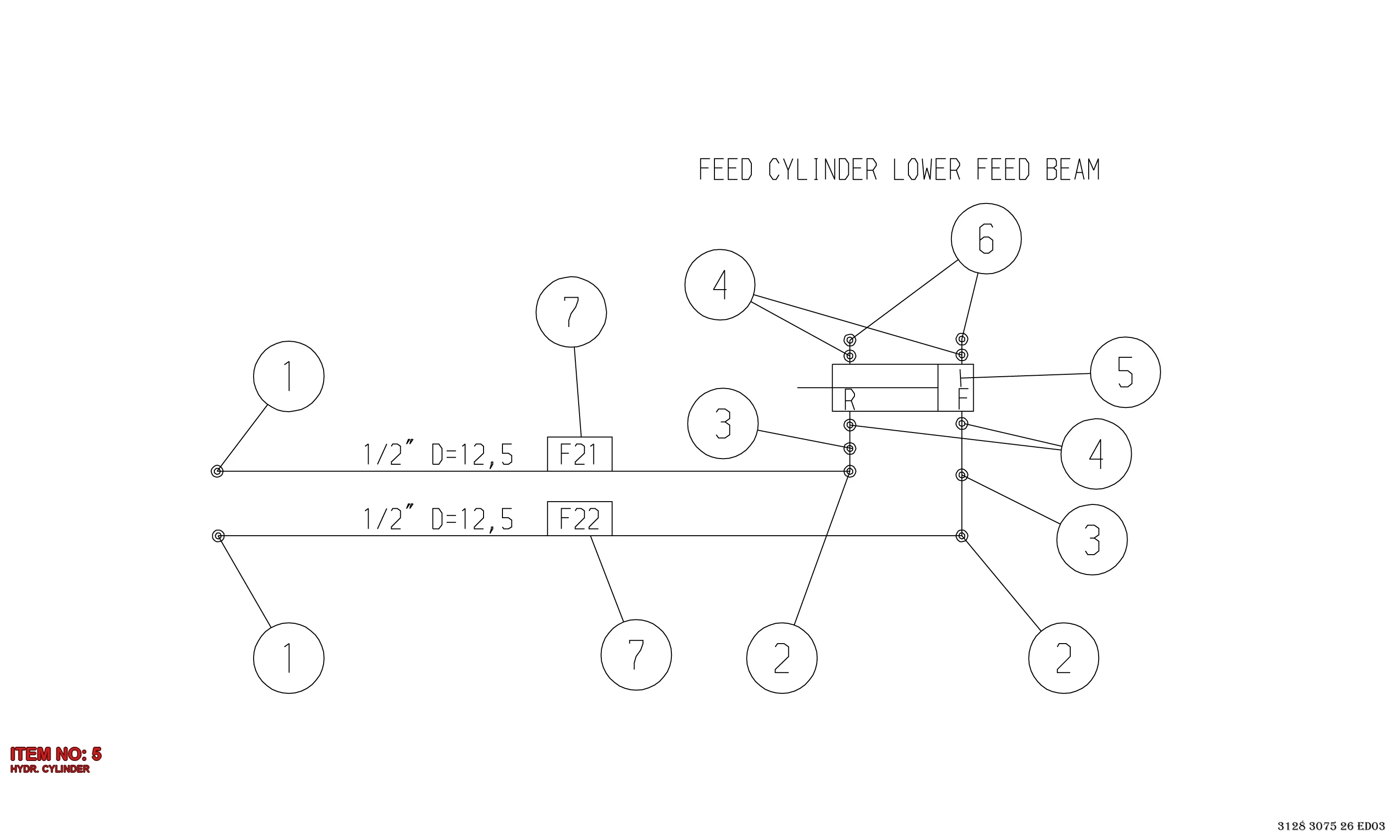9122 4386 00 HYDR. CYLINDER - Technical Drawing