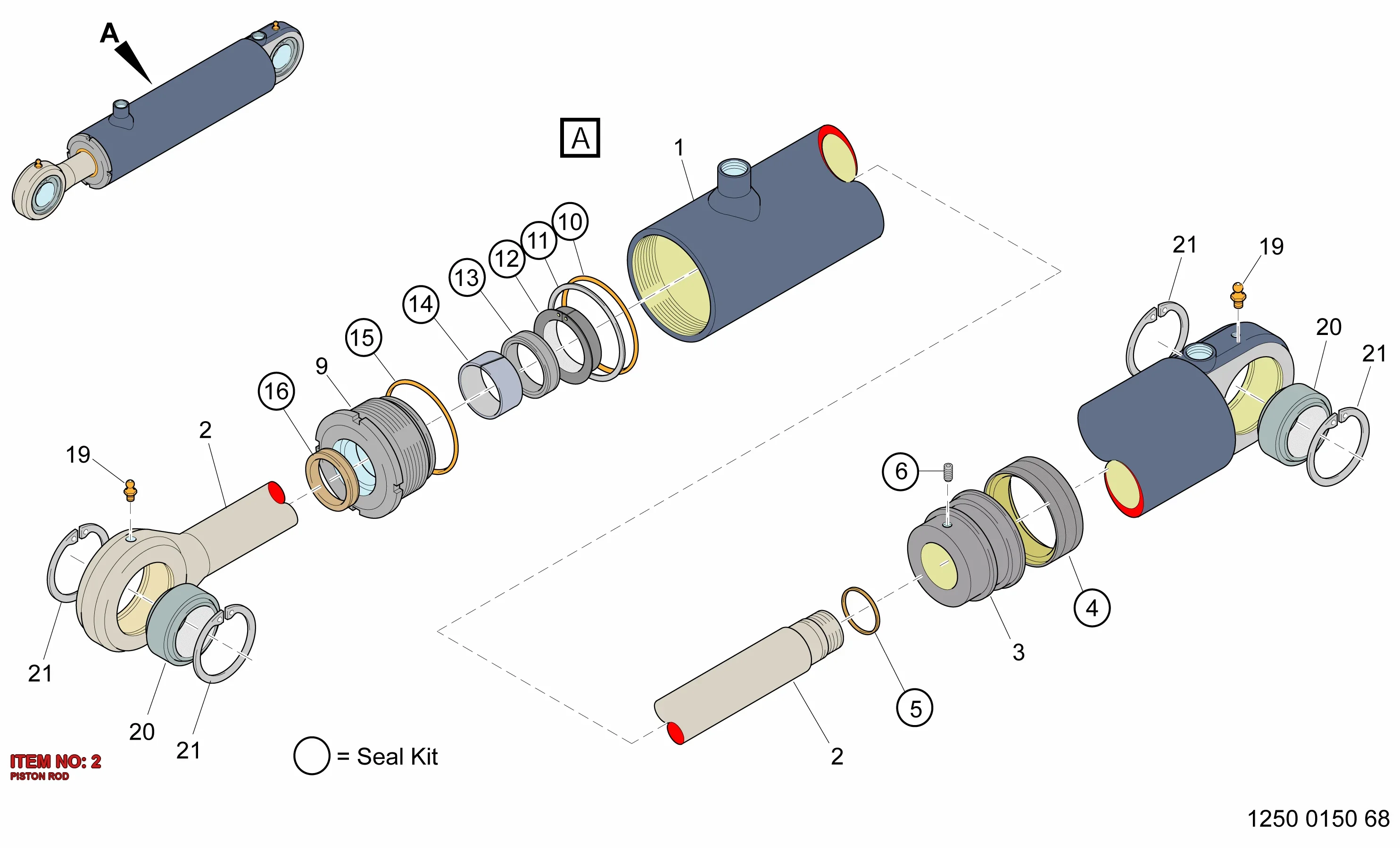 9122 4830 00 PISTON ROD - Technical Drawing