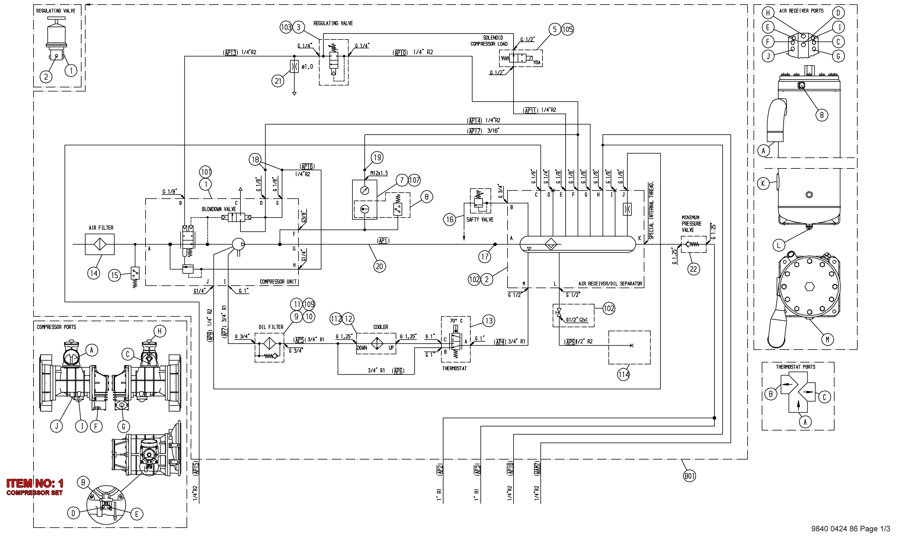 9822 1995 77 COMPRESSOR SET - Technical Drawing