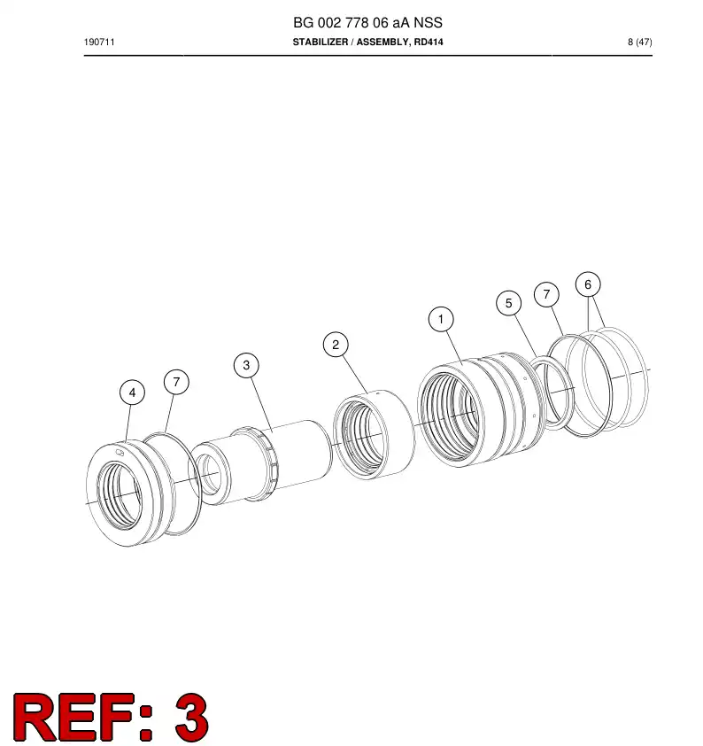 BG00029484b BG 000 294 84b PISTON, Stabilizer - Sandvik Technical Drawing
