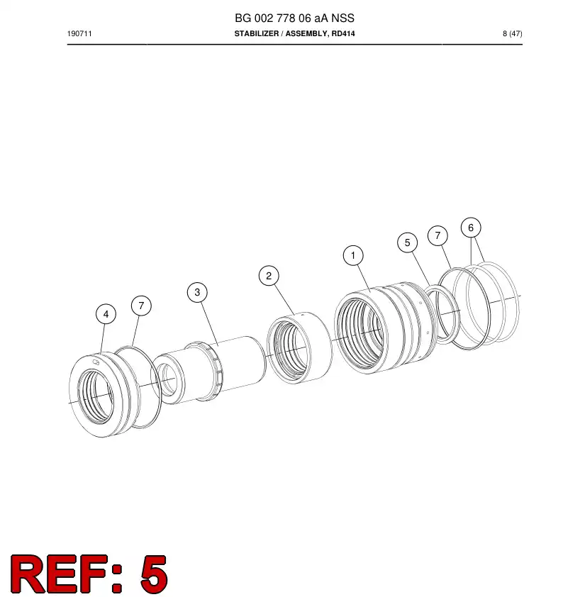 BG00029507 BG 000 295 07 Seal, Rod - Sandvik Technical Drawing