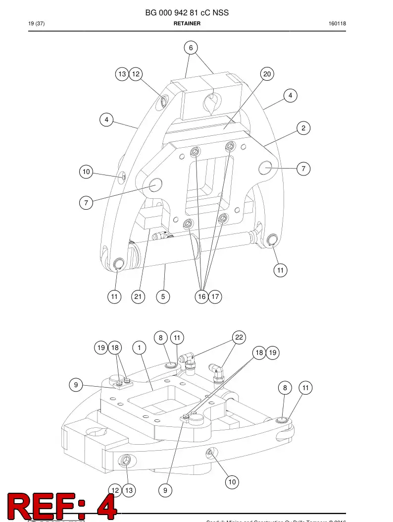 BG00094350b BG 000 943 50b Arm - Sandvik Technical Drawing