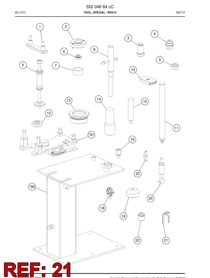 BG00100042a BG 001 000 42a Tool, Installation - Sandvik Technical Drawing