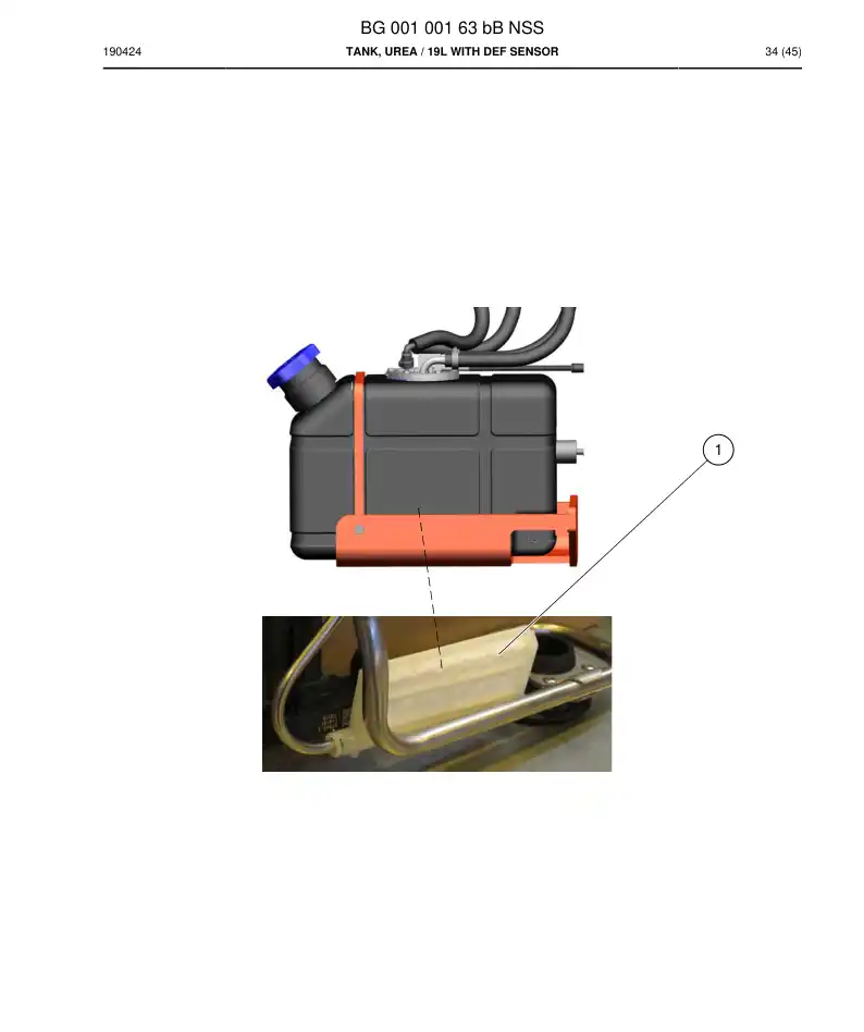 BG00100163b BG 001 001 63b Tank, Urea - Sandvik Technical Drawing