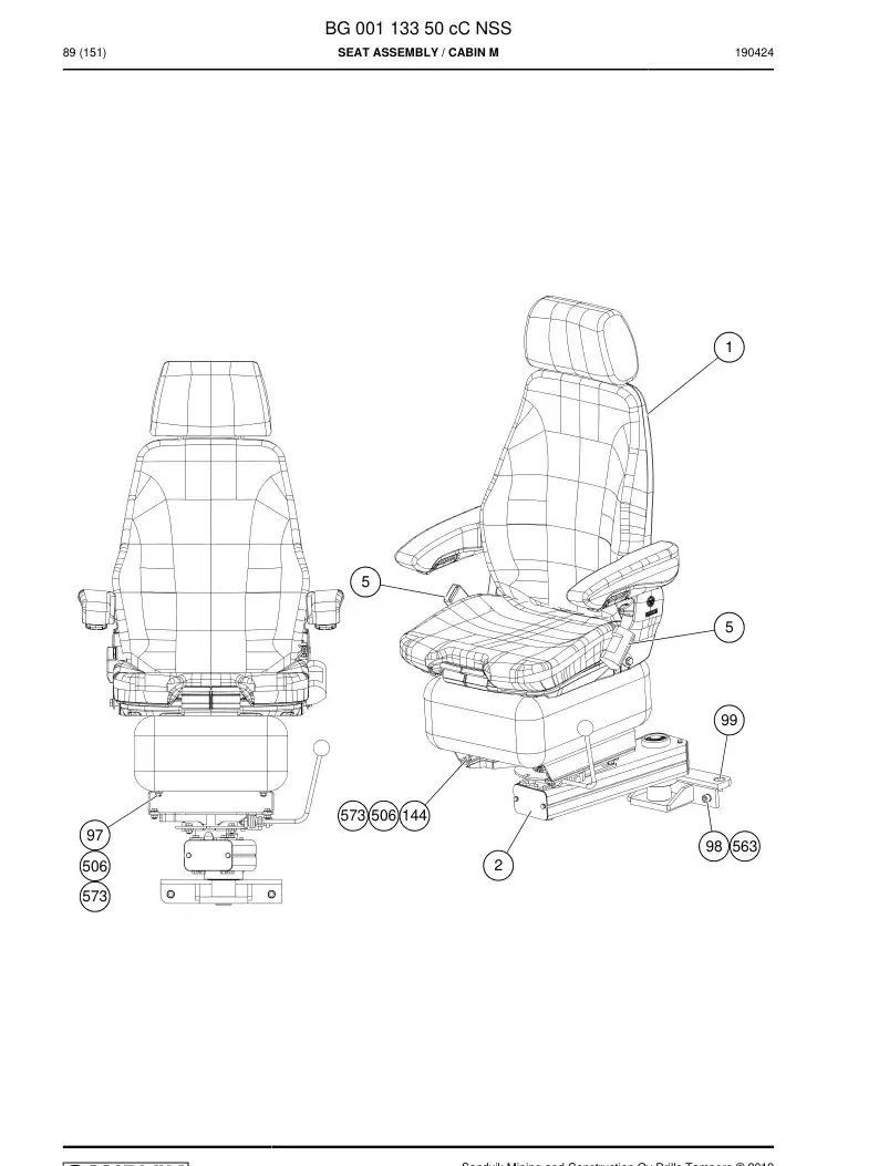 BG00113350c BG 001 133 50c Seat assembly - Sandvik Technical Drawing