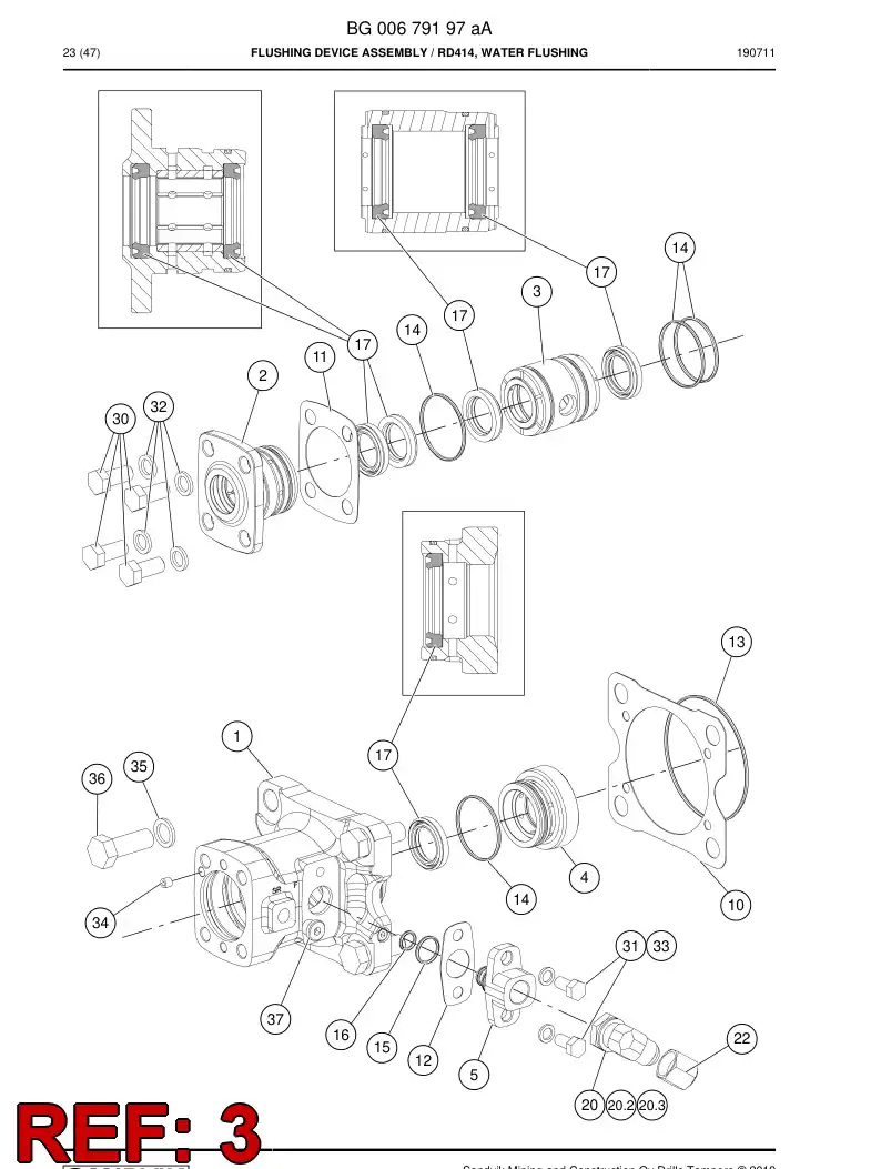 BG00114029a BG 001 140 29a Housing, seal - Sandvik Technical Drawing