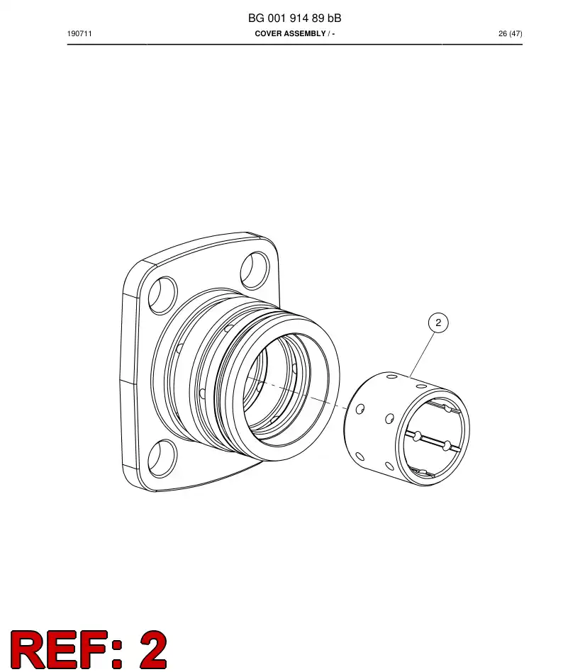 BG00114044 BG 001 140 44 Bearing bushing - Sandvik Technical Drawing