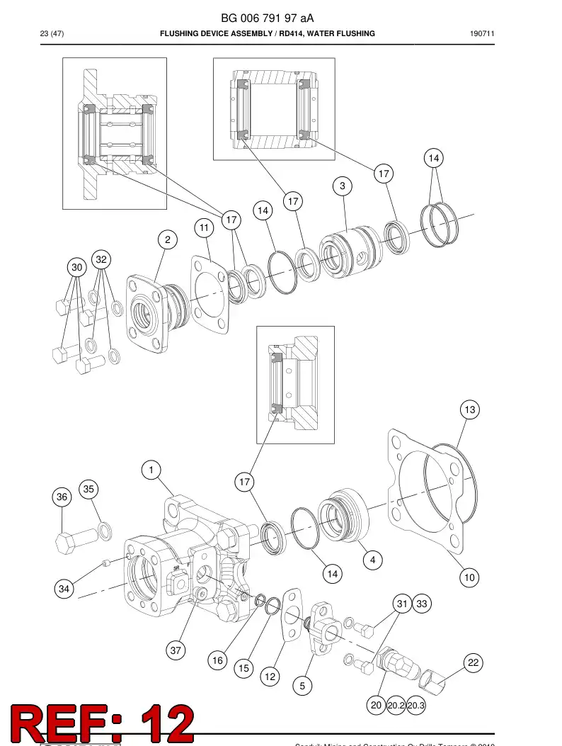 BG00119168a BG 001 191 68a Gasket - Sandvik Technical Drawing