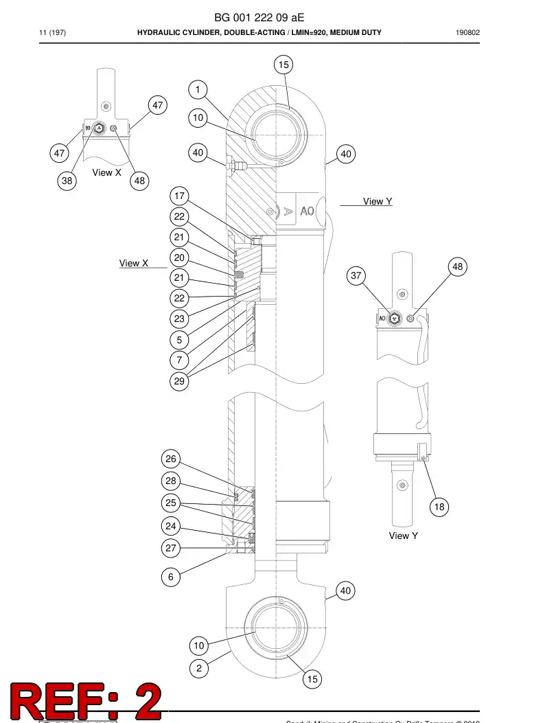 BG00119624a BG 001 196 24a PISTON Rod Assembly - Sandvik Technical Drawing