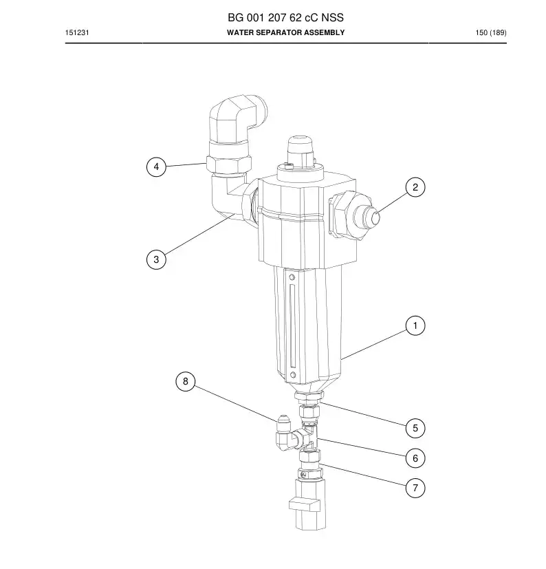 BG00120762c BG 001 207 62c Water Separator Assembly - Sandvik Technical Drawing
