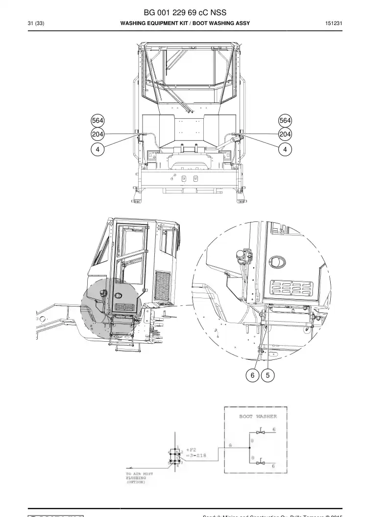 BG00122969c BG 001 229 69c Washing Equipment Kit - Sandvik Technical Drawing