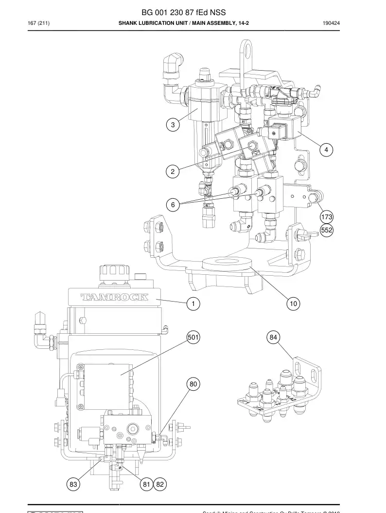 BG00123087e BG 001 230 87e Shank Lubrication Unit - Sandvik Technical Drawing