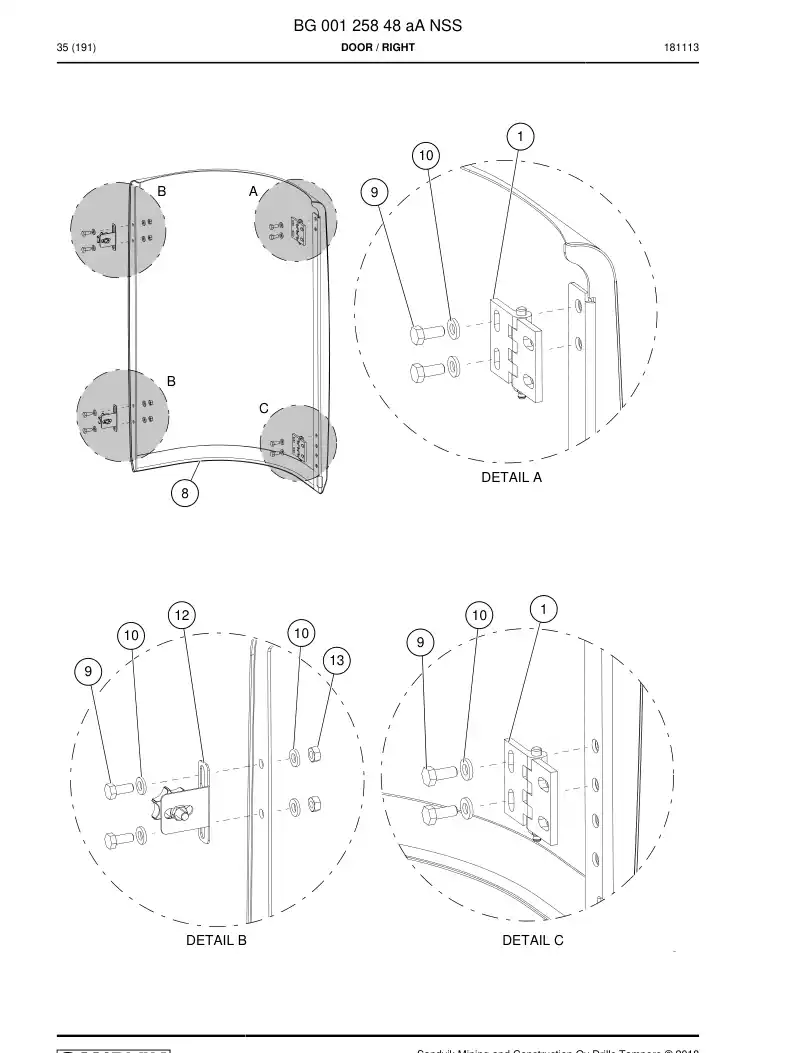 BG00125848a BG 001 258 48a DOOR - Sandvik Technical Drawing
