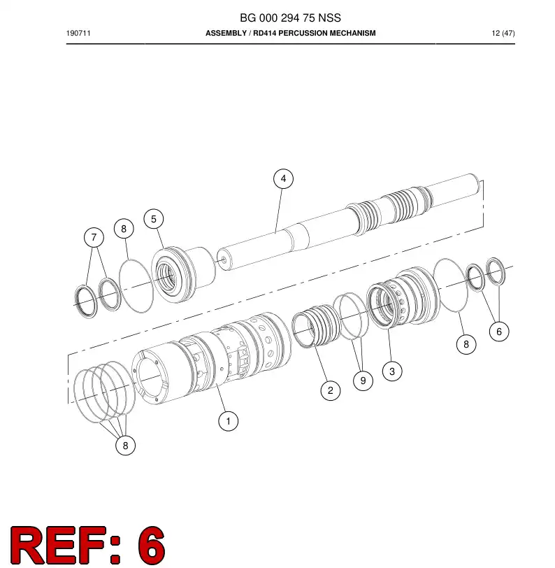 BG00125890b BG 001 258 90b Seal, Rod - Sandvik Technical Drawing