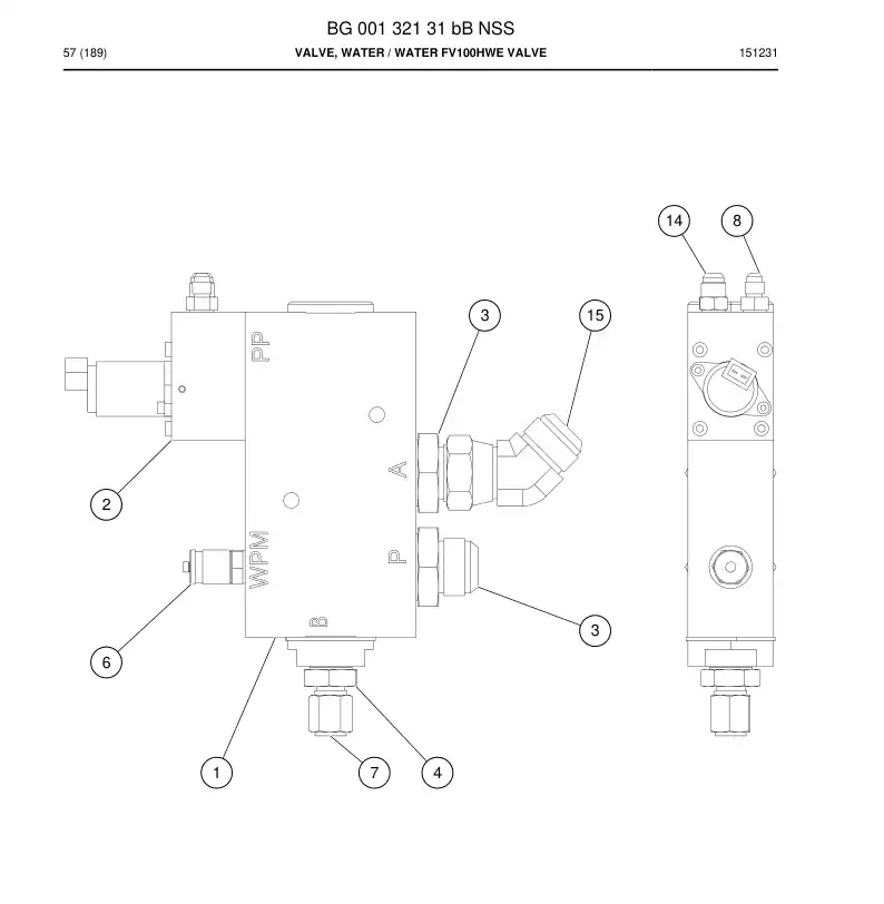 BG00132131b BG 001 321 31b Valve, Water - Sandvik Technical Drawing