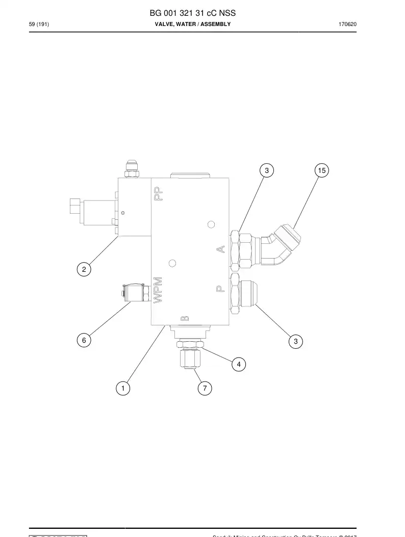 BG00132131c BG 001 321 31c Valve, Water - Sandvik Technical Drawing