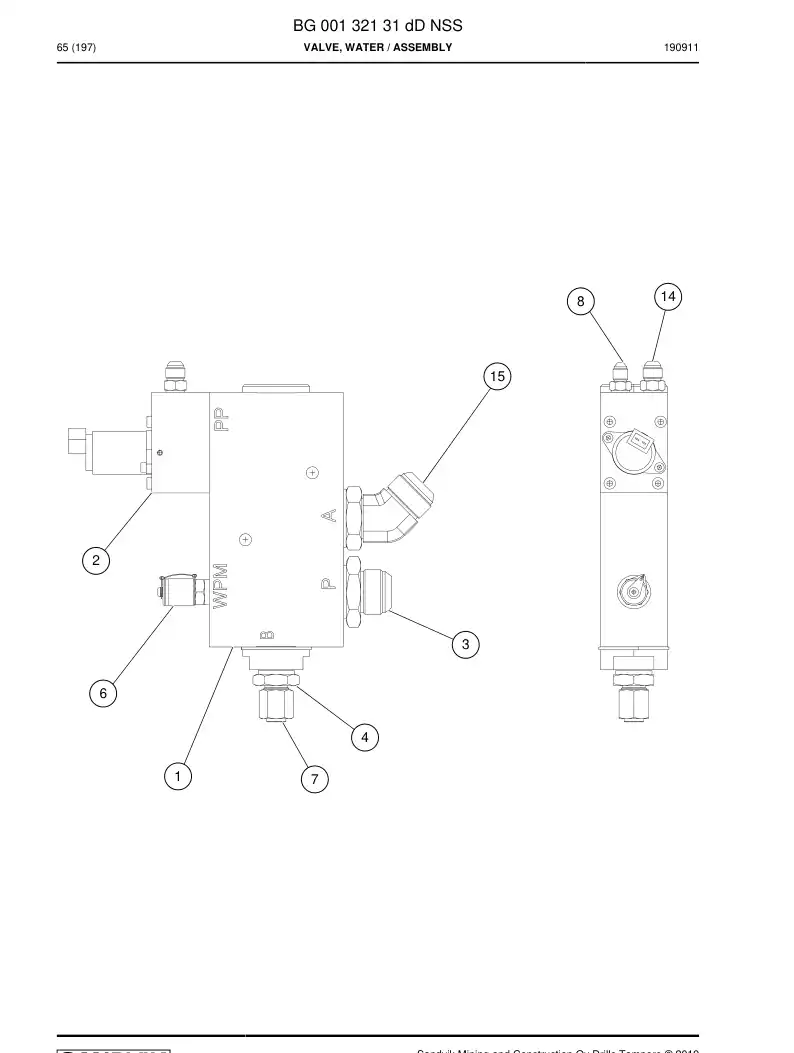 BG00132131d BG 001 321 31d Valve, Water - Sandvik Technical Drawing