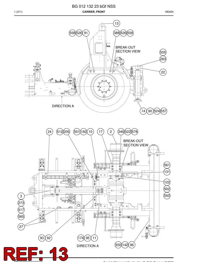 BG00144587c BG 001 445 87c Support, Boom - Sandvik Technical Drawing