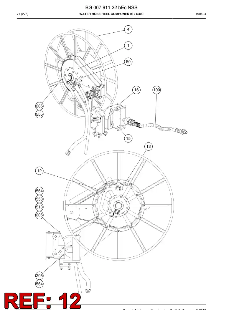 BG00162413b BG 001 624 13b Pipe Assembly - Sandvik Technical Drawing